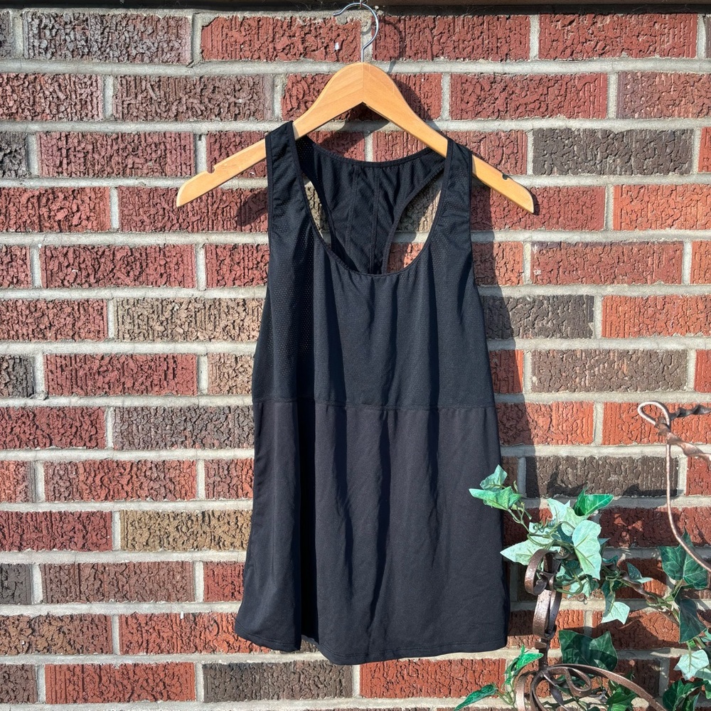 Fabletics Black Breathable Athletic Racerback Tan… - image 1